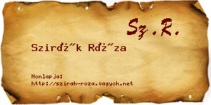 Szirák Róza névjegykártya